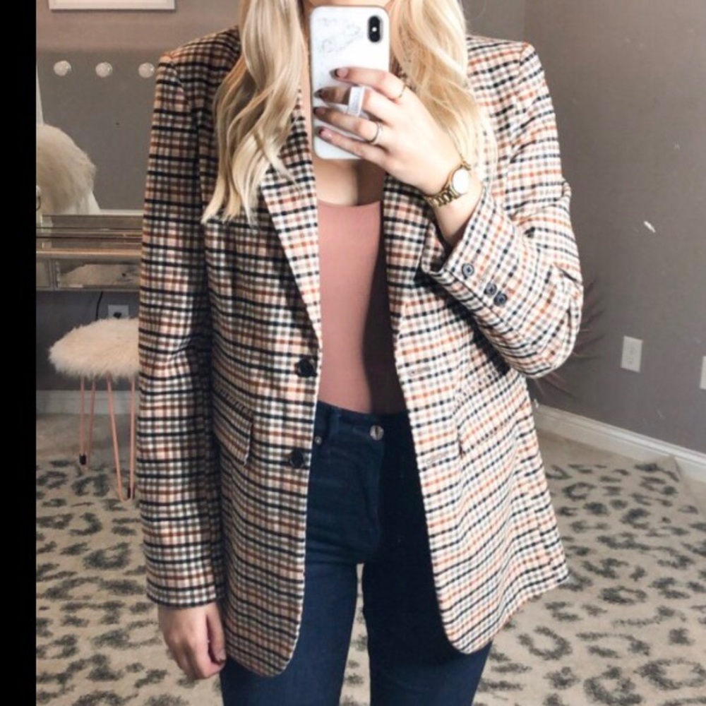 A New Day Longline Boyfriend Plaid Blazer XXL